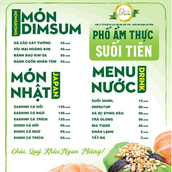 Thực đơn cho các loại tiệc
